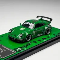 Flame 1:64 Porsche RWB 993 964 Green Dinosaur Alloy Car Model
