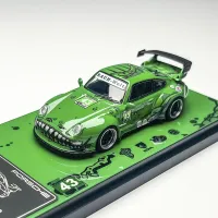 Flame 1:64 Porsche RWB 993 964 Green Dinosaur Alloy Car Model