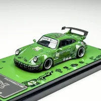 Flame 1:64 Porsche RWB 993 964 Green Dinosaur Alloy Car Model