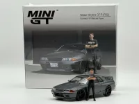 Mini GT 1:64 Nissan Skyline GT-R (R32) Nismo Gunmetal w/ Matsuda Figure