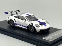 TPC Porsche 911 GT3 RS White & Blue 1/64 scale with Display Case