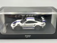 TPC Porsche 911 GT3 RS White & Blue 1/64 scale with Display Case