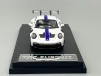 TPC Porsche 911 GT3 RS White & Blue 1/64 scale with Display Case