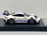 TPC Porsche 911 GT3 RS White & Blue 1/64 scale with Display Case
