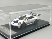 TPC Porsche 911 GT3 RS White & Blue 1/64 scale with Display Case