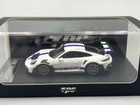 TPC Porsche 911 GT3 RS White & Blue 1/64 scale with Display Case
