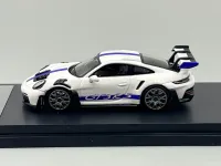 TPC Porsche 911 GT3 RS White & Blue 1/64 scale with Display Case
