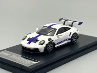 TPC Porsche 911 GT3 RS White & Blue 1/64 scale with Display Case
