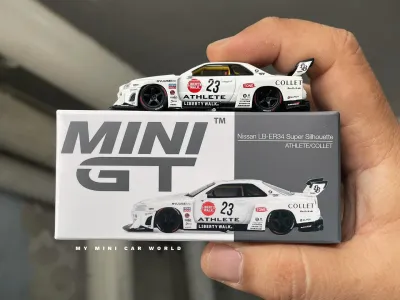 Mini GT 1:64 Nissan LB-ER34 Super Silhouette ATHLETE/COLLET  White MGT01059