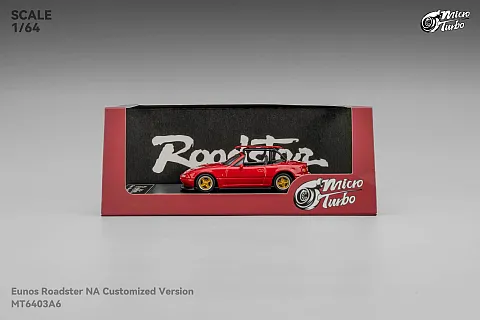 MicroTurbo MT 1/64 Scale Mazda MX5 Eunos Roadster NA W/Surfboard Red Diecast