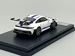 TPC Porsche 911 GT3 RS White & Blue 1/64 scale with Display Case