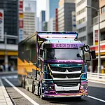 GCD 1:64 Mitsubishi Fuso Super Great Transporter LBWK Chameleon Chrome