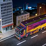 GCD 1:64 Mitsubishi Fuso Super Great Transporter LBWK Chameleon Chrome